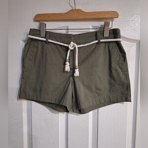 Cambridge Dry Goods Khaki Women's Cargo Shorts with Rope Belt